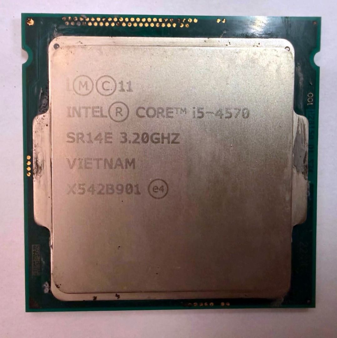 Intel Core i5-4570 Processor 3.20GHz (Category: Desktops) located in Lingayen. Submitted by ac1102 (Listing ID 1466842961, Image 1). Description: - Model: Intel Core i5-4570 desktop processor - Speed: 3.20GHz - Socket: LGA 1150 - Condition: Pulled from a working system, clean and straight pins, minor thermal paste residue on the IHS edges - Best for: Budget-friendly upgrade for older LGA 1150 motherboards.