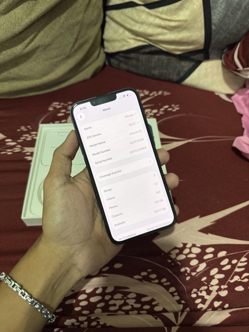 Iphone 13 (Category: iPhone 13 Series) located in Bulacan. Submitted by radnawashere (Listing ID 1466948230, Image 2). Description: Iphone 13 Warranty ended last Sept ₱18,500 Midnight 128GB 95% Battery (Original) ZP/A Local Variant NTC All working No repair/replace Honest issue is paintchips (normal for midnight) With box and case only 📍SJDM, Bulacan.