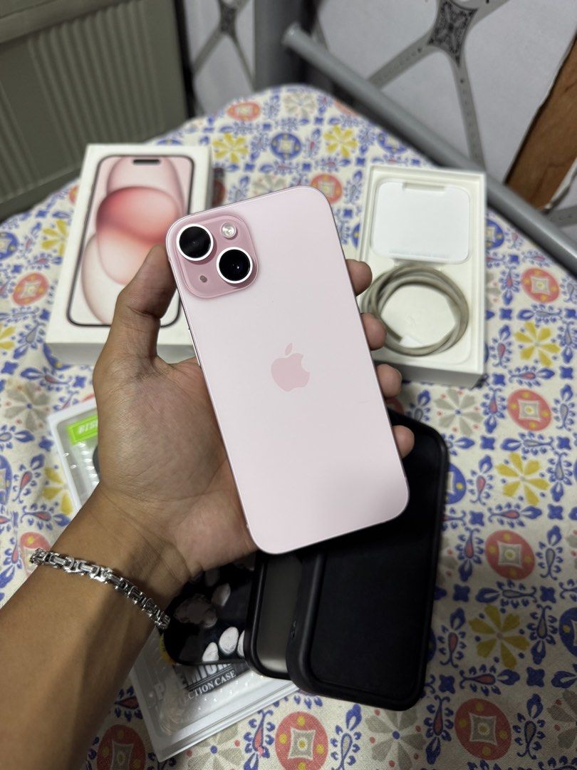 Iphone 15 (Category: iPhone 15 Series) located in Bulacan. Submitted by radnawashere (Listing ID 1466948590, Image 1). Description: IPHONE 15 PINK COMPLETE WITH ORIG BOX SAME IMEI, CORD, 4 CASES ₱28K ASKING ₱27K LAST PRICE 128GB 87% ZP/A Local NTC Factory Unlocked Any Sim Openline All working unli test No repair/replaced parts No dents/scratches Makinis like new 📍SJDM, Bulacan.