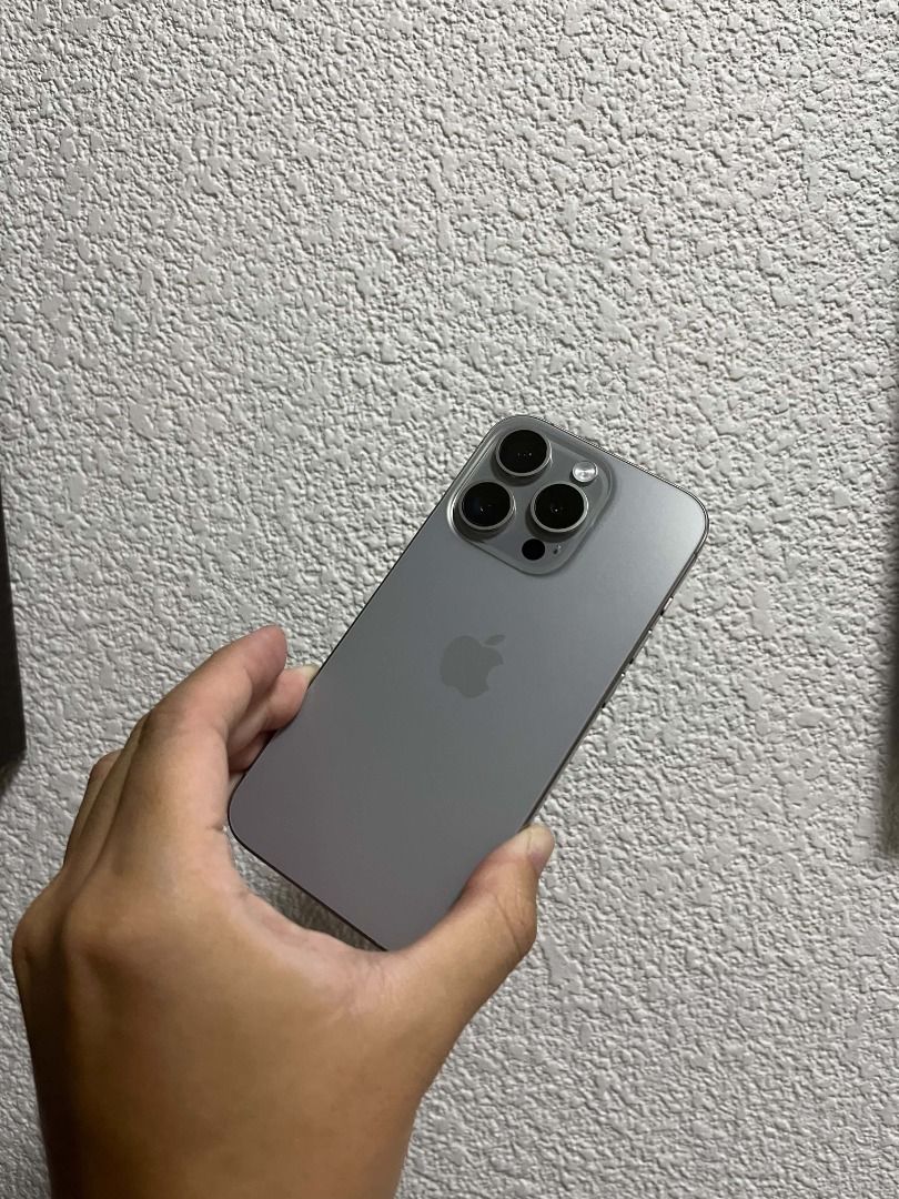 Iphone 15 Pro (Category: iPhone 15 Series) located in Cainta. Submitted by s.amiel (Listing ID 1466787788, Image 1). Description: Iphone 15 Pro Natural titanium 256 GB Complete Unused Accessories Tempered Glass Apple Silicone Case Cycle Count: 80 100% Battery Health Brand new Condition 40,999 Negotiable.