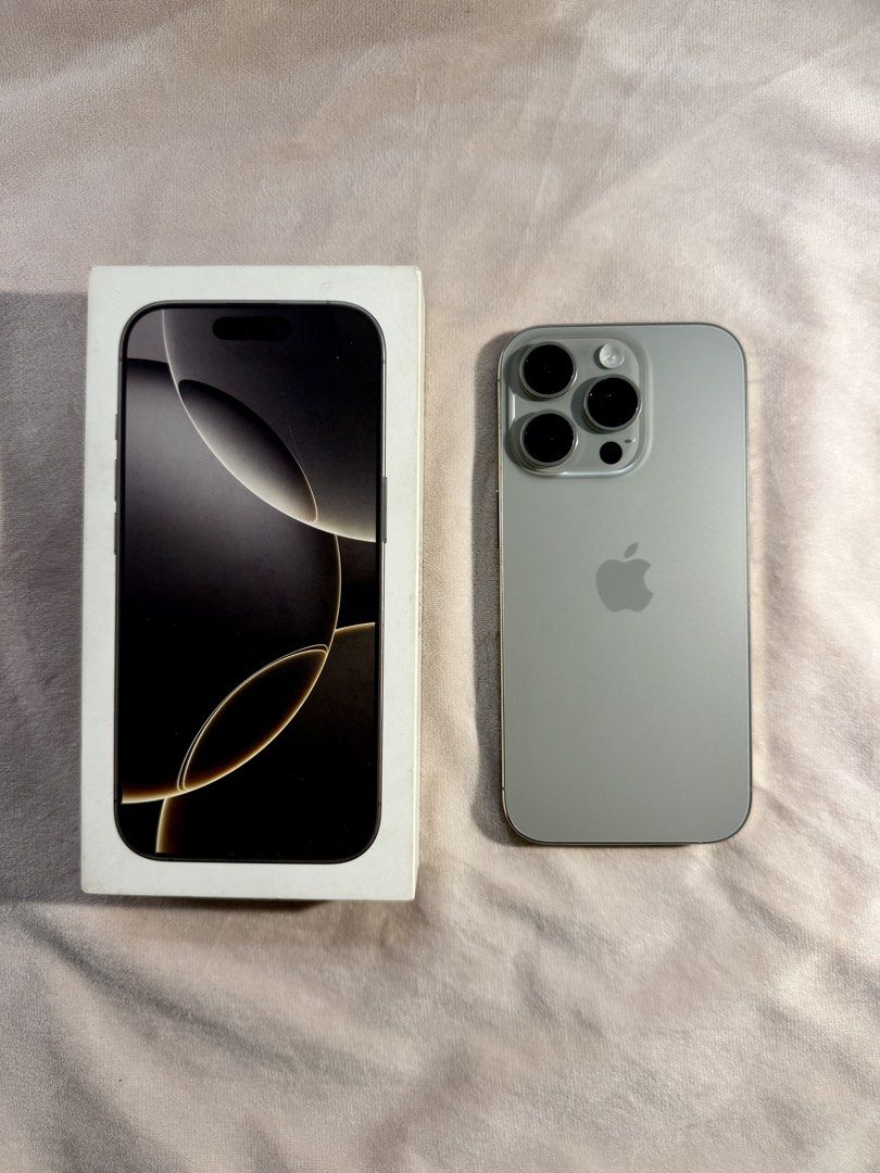 iPhone 16 Pro 128gb Natural Titanium (Category: iPhone 16 Series) located in Rizal. Submitted by rianaht (Listing ID 1466927499, Image 2). Description: iPhone 16 Pro (Natural Titanium) - 128GB - 93% Battery health - 320 Cycle Count - With Box & complete accessories - Lady Owned - No dents, scratches & paint chip - No sim restriction - With free phone case and already has tempered Asking price: ₱42,000 slightly negotiable RFS: Upgrade Meet up or B
