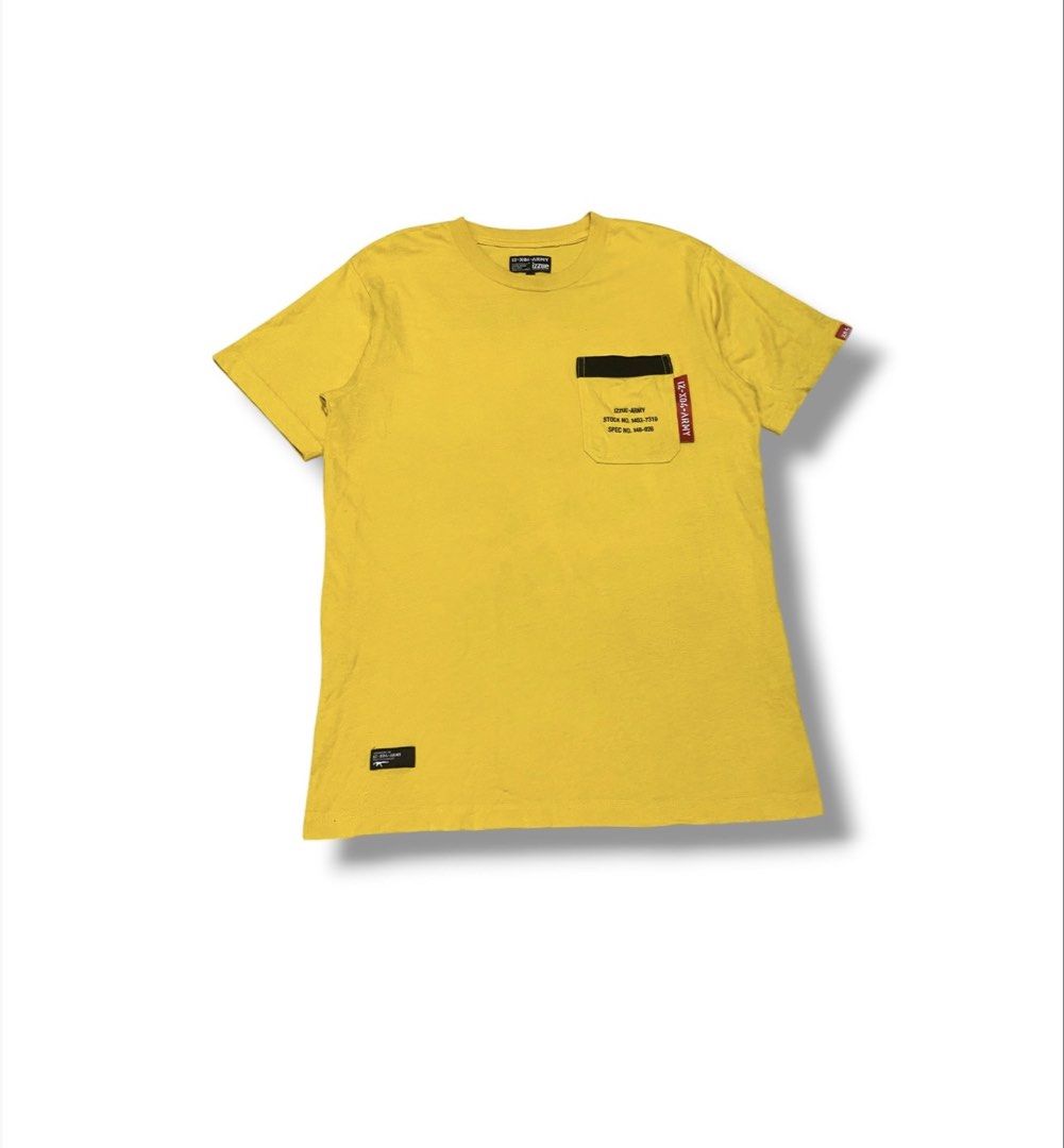 Izzue x Army Embroidered Pocket Tee (Category: Tshirts & Polo Shirts ) located in Bulacan. Submitted by sanjisthrift (Listing ID 1466789494, Image 2). Description: Size Small to Medium Width 18.5 Length 27 Excellent Condition 9/10.