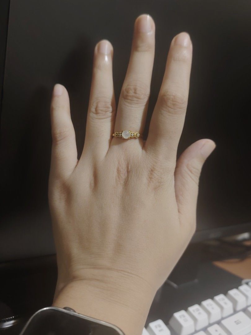 Jade ring dainty design (Category: Rings) located in Caloocan City. Submitted by cherishedfinds (Listing ID 1466882649, Image 2). Description: - Real Jade Ring - 18K GP Adjustable - Spend 500, get a freebie 🎁 You may add items from my other listings 💯.