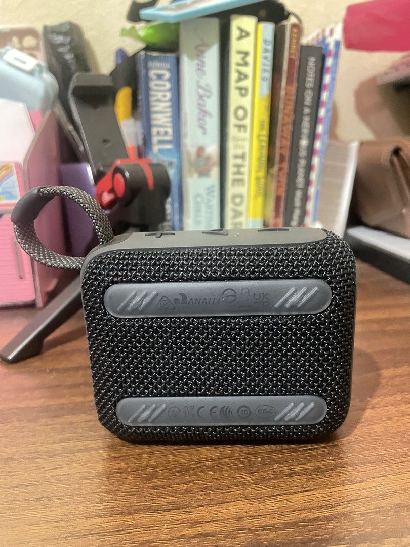 JBL Go 4 Portable Bluetooth Speaker (Category: Soundbars, Speakers & Amplifiers) located in Caloocan City. Submitted by prelabs (Listing ID 1466798740, Image 3). Description: - Model: JBL Go 4 Portable Bluetooth Speaker - Color: Sleek Black - Design: Compact square shape with a built-in loop strap for easy carrying - Connectivity: Upgraded Bluetooth v5.3 for stable pairing - Battery Life: Up to 7 hours of playtime on a single charge - Inclusions: