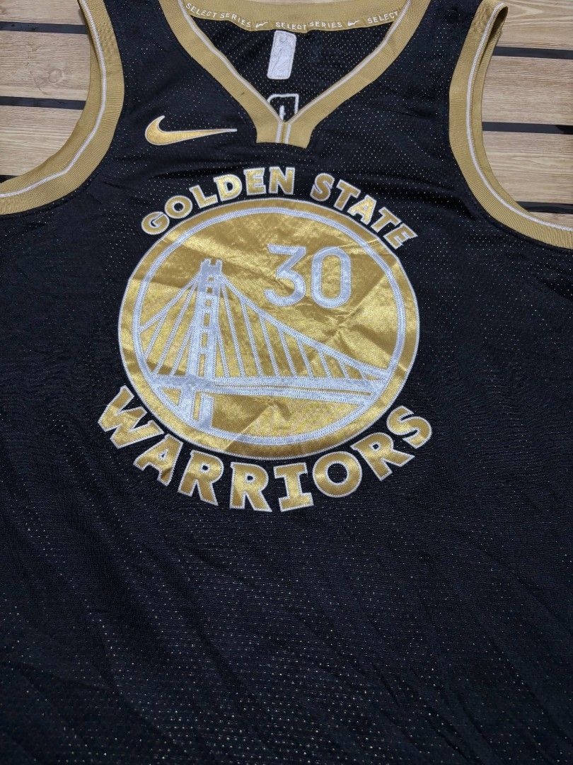 JERSEY Golden State (Category: Activewear) located in Santo Tomas. Submitted by rency_thrift (Listing ID 1466793386, Image 3). Description: Authentic✨️ Color Rate 9.8/10 Excellent Condition✅️ No Issue or Flaws✅️ Width- 22 / Length- 30 / Size- Large Nike Dri-FIT NBA Swingman Stephen Curry Golden State Warriors Select Series (2024) jersey in black and club gold (Style/Model: FN5907-053). PM📤 Loc. Sto.Tomas Davao del Norte📍.