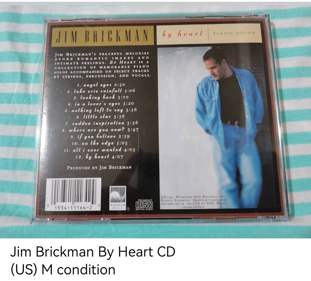 Jim Brickman By Heart CD (unsealed) (Category: CDs & DVDs) located in Dangcagan. Submitted by cd_haven5 (Listing ID 1466787889, Image 2). Description: #FORSALE #FORSALE #FORSALE #Authentic #Legit #Original We only sell original items. All items posted are on hand. Please message me for availability of the item/s because the items are also posted on my other online stores. All items are imported unless stated PH. We also accept Pre-orders. Payment