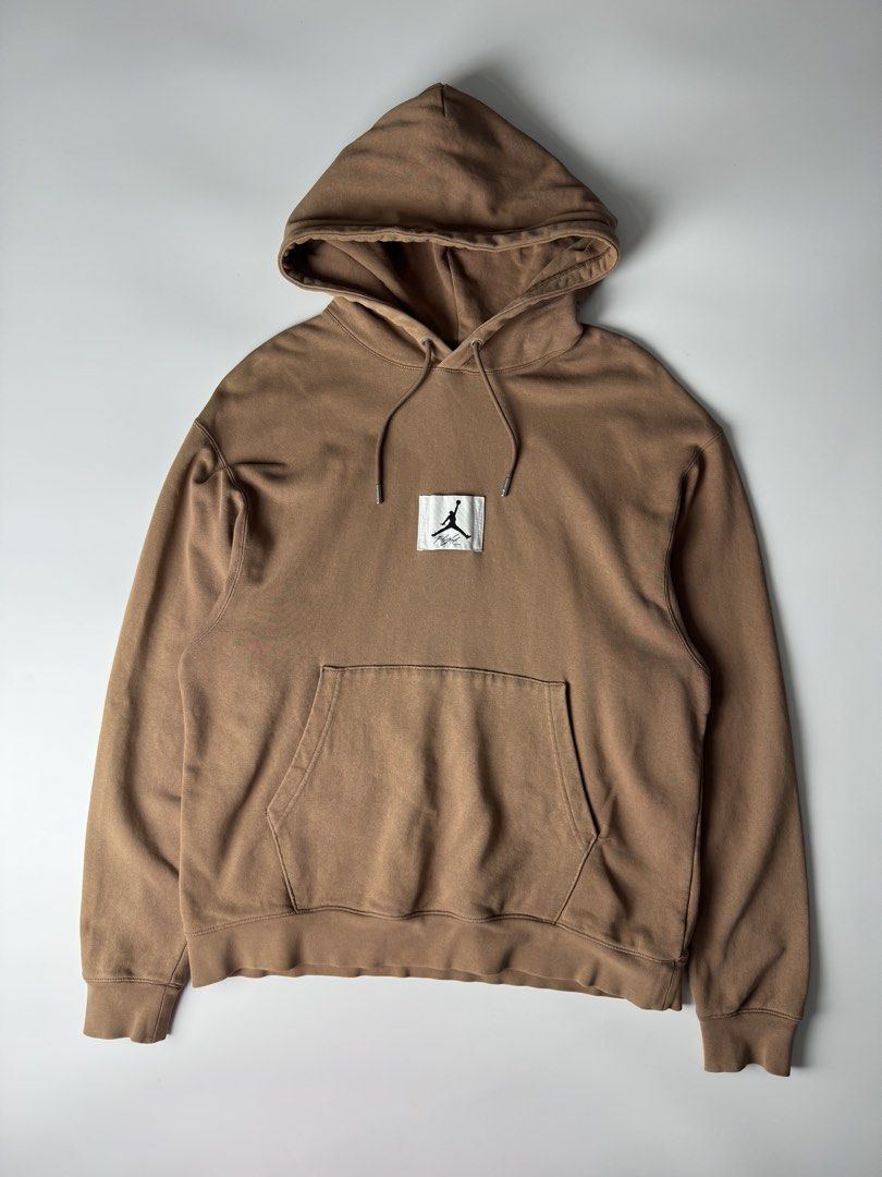 Jordan Flight Brown Hoodie (Category: Coats, Jackets and Outerwear) located in Cavite. Submitted by dracokidstuff (Listing ID 1466874030, Image 1). Description: - Authentic Jordan Flight hoodie in versatile brown - Heavyweight cotton fleece fabric for maximum warmth - Classic kangaroo pocket and drawstring hood with metal aglets - Distinct white Jumpman patch stitched on the chest - Clean cuffs and hem with minor seam fading for a stylish vintage