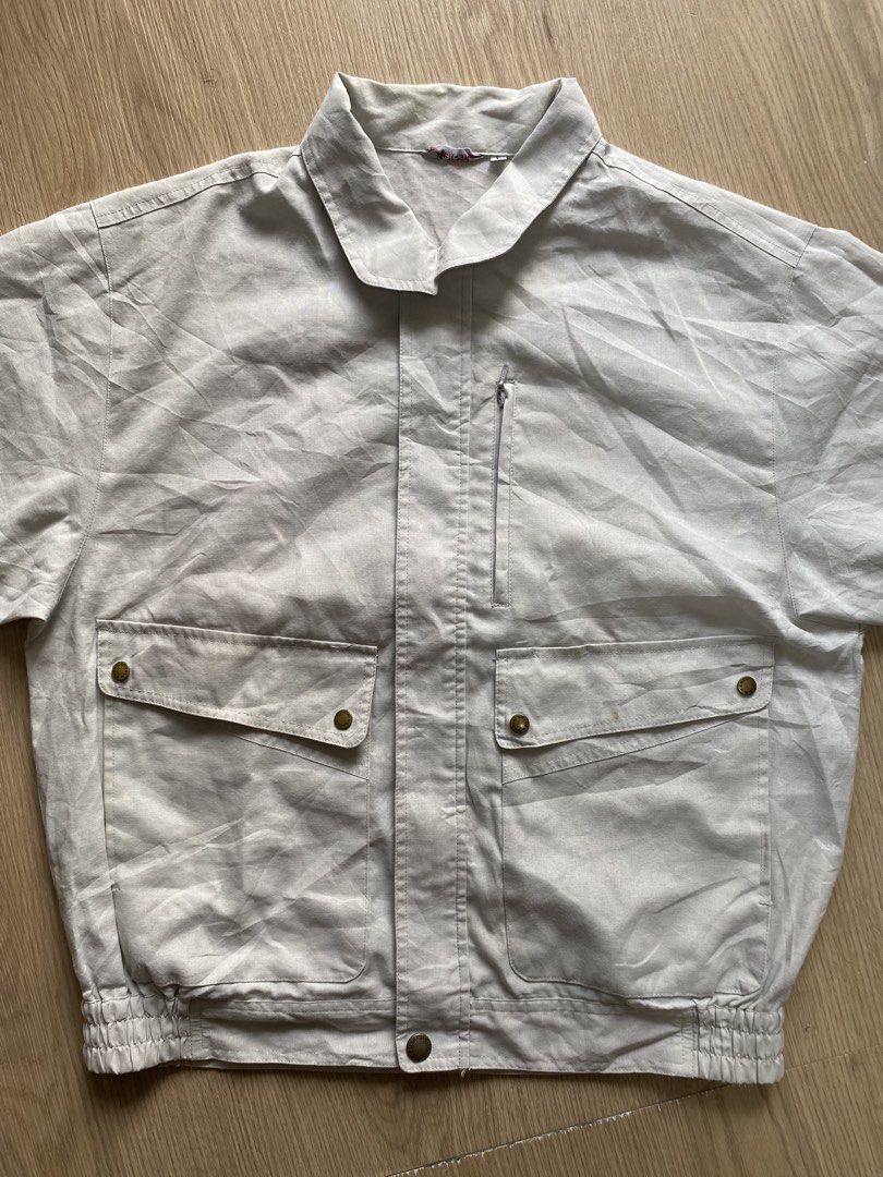 Kansai Uniform 1990s Short Sleeve Work Jacket (Category: Tshirts & Polo Shirts ) located in Zamboanga. Submitted by ak.hunt (Listing ID 1466940323, Image 2). Description: Size large Dimes: Width pit to pit 22 Length 26 Issue yellow stain on pocket see last pic Very good condition .