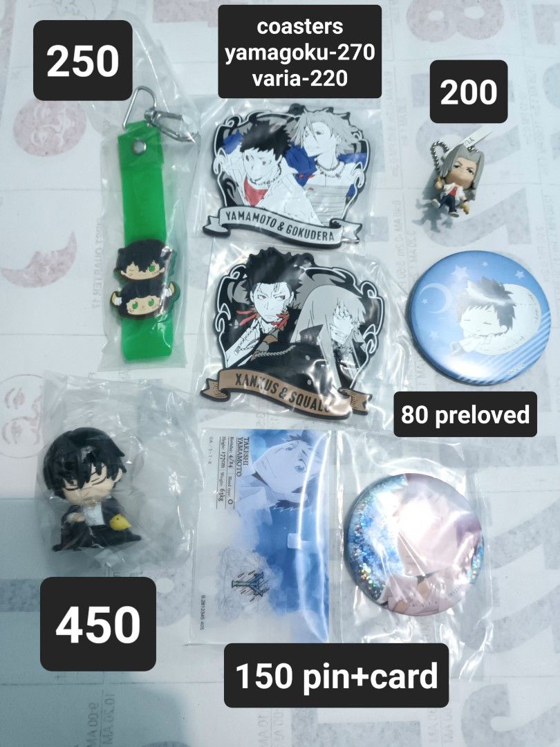 Katekyo Hitman Reborn! Merch (Category: Figurines & Statues) located in Legazpi City. Submitted by hobbeecombsshoppu (Listing ID 1466879328, Image 1). Description: khr lambo, Yamamoto, gokudera, hibari, xanxus, squallo last price posted payment Gcash shipment JnT (starts at 75 for NCR) location Albay .