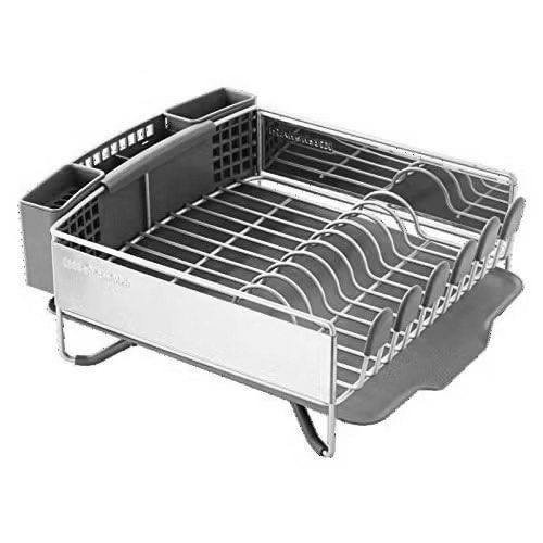 KitchenAid Dish Drying Rack Silver Gray (Category: Food Organization & Storage) located in Manila. Submitted by rinalynfaye (Listing ID 1466905111, Image 3). Description: - Authentic KitchenAid dish drying rack in stylish silver and gray - Holds plates, bowls, cups, and wine glasses securely upright - Removable multi-compartment silverware caddy for easy organization - Built-in drainage board catches water runoff to keep counters dry - Durable me