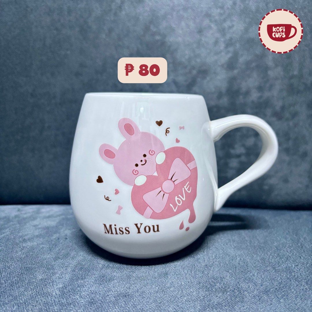 Kopi Cups: Cute Pink Bunny Ceramic Mug (Category: Coffee & Tea Tableware) located in General Trias. Submitted by dddddaph (Listing ID 1466828019, Image 1). Description: LOCATION: General Trias City, Cavite MOD: Lalamove/ J&T 📌 Please Read Before Ordering: * These are factory pull-out mugs, so minor imperfections may be present. * Rest assured that any noticeable flaws, such as cracks or chips, will be clearly shown in the product photos. * Pleas