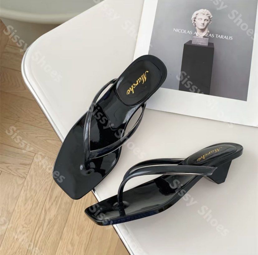 Korean Thin Heel Sandals in Glossy Black (Category: Sandals) located in Guinobatan. Submitted by jadieee_young22 (Listing ID 1466919644, Image 1). Description: Color: Glossy Black Size: 36 Heel Type: Low Kitten (1.5–2 inches) Color Black only! .