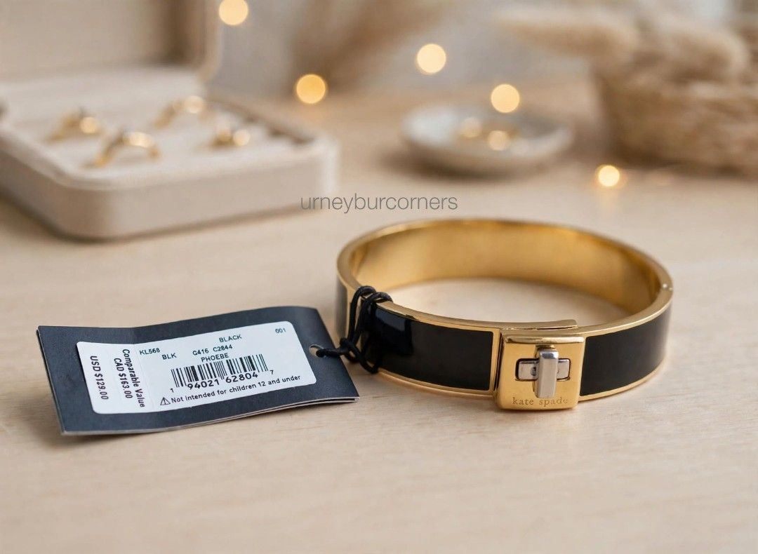 KS PHOBE ENAMEL TURNLOCK BANGLE - BLACK (Category: Bracelets) located in Imus. Submitted by urneyburcorners (Listing ID 1466840205, Image 1). Description: Width: 2.12"inches Length: 2.25" inches Weight: 52.37grams Stainless steel, enamel, cubic zirconia Turnlock, plated metal, gold, polished Bought from USA outlet, brand new, 100% original..