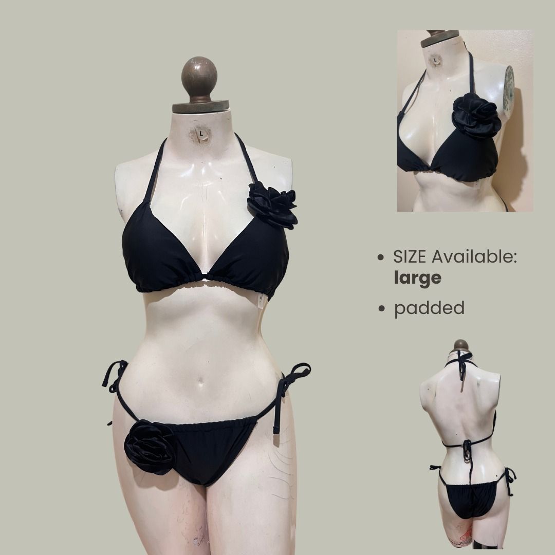 L black self tie two piece bikini 3d flower (Category: Bikinis & Swimsuits) located in Bacoor. Submitted by hijasph (Listing ID 1466884696, Image 1). Description: BRAND NEW Available: large Payment: ✅ g.cash/ b.ank Transfer DELIVERY/SHIPPING: ✅ J&T.