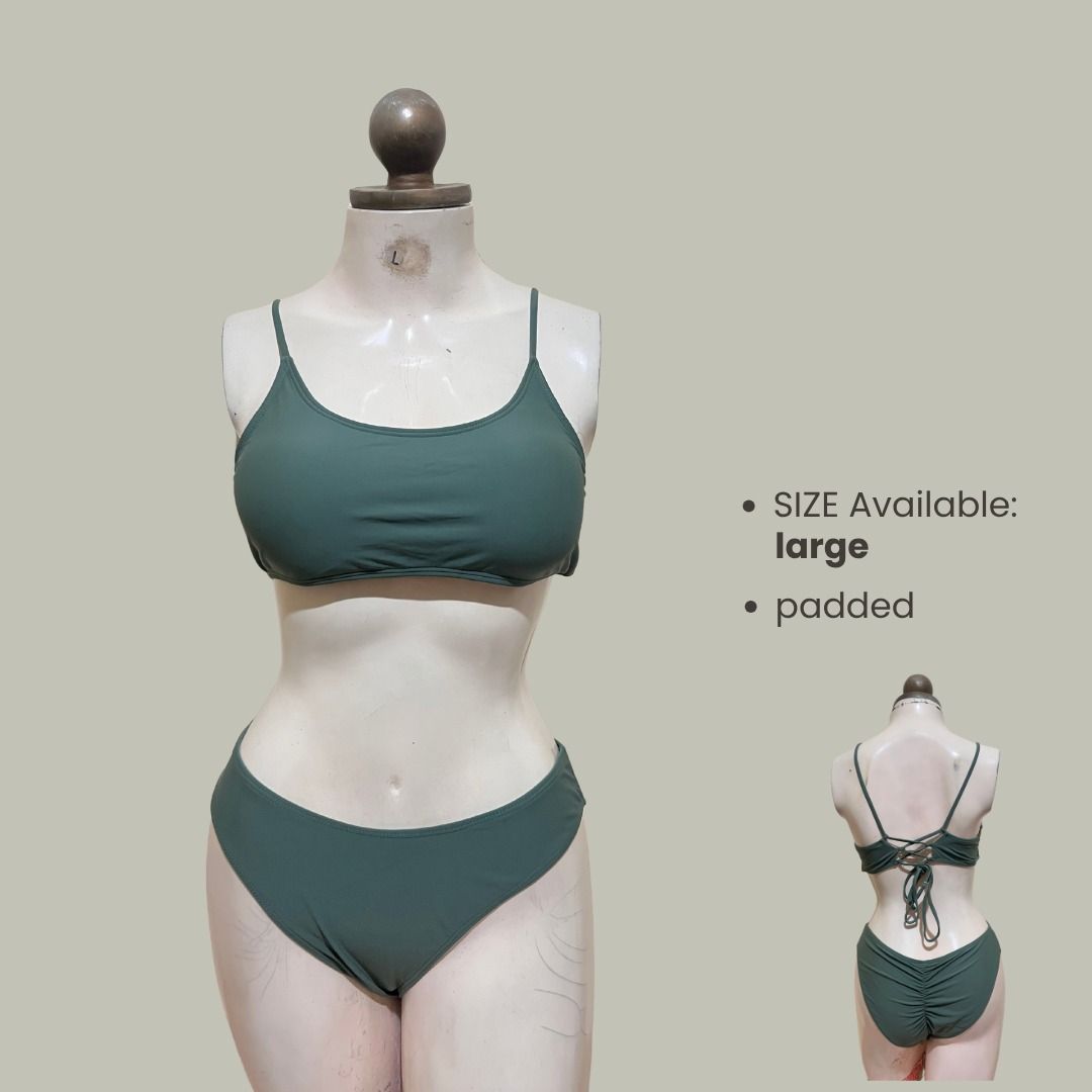 L green two piece swimsuit bikini (Category: Bikinis & Swimsuits) located in Bacoor. Submitted by hijasph (Listing ID 1466885244, Image 1). Description: BRAND NEW Available: large Payment: ✅ g.cash/ b.ank Transfer DELIVERY/SHIPPING: ✅ J&T.