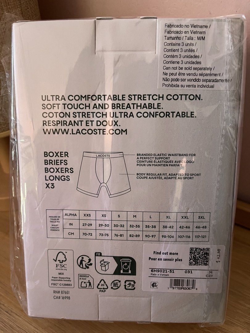 Lacoste Boxer Brief (Category: Activewear) located in Santa Rosa. Submitted by ninaparis (Listing ID 1466844047, Image 2). Description: Original Lacoste Boxer Brief cotton stretch 3 pack size Medium 32-35 .