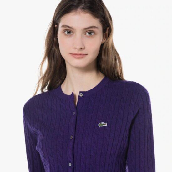 LACOSTE P CABLE KNIT CARDIGAN (Category: Coats, Jackets and Outerwear) located in Bayambang. Submitted by lo_keythrifting (Listing ID 1466817795, Image 2). Description: - Brand: Lacoste - Condition: Good as new - Size: 34 on tag - Dimes: 17.5*22.5 - Color rate: 10/10 - No issue MOP - GCASH COURIER - J&T.