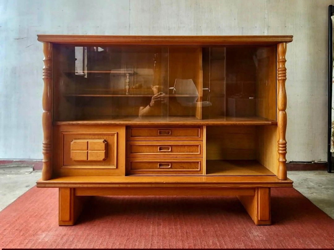 Lateral Japanese Cabinet (Category: Shelves, Cabinets & Racks) located in Meycauayan. Submitted by marygracecasimiro (Listing ID 1466933244, Image 1). Description: SOLID WOOD‼️Sliding Glass Door Vintage Style Lateral Japanese Cabinet 54”L x 15”W x 40”H Php 6,500🩷.