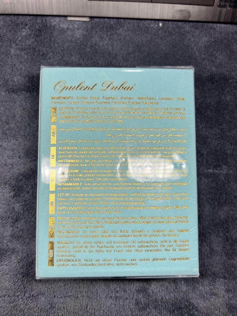 Lattafa Opulent Dubai Eau De Parfum 100ml (Category: Fragrance & Deodorants) located in Manila. Submitted by l4ncedeleon (Listing ID 1466921721, Image 2). Description: - Brand: Lattafa Opulent Dubai - Volume: 100ml / 3.4 fl oz - Condition: Brand new, never opened, still sealed in original plastic wrapping - Authenticity: Original packaging with complete ingredients, barcode, and production details - Origin: Made in UAE - Ideal for: Daily wear, sp