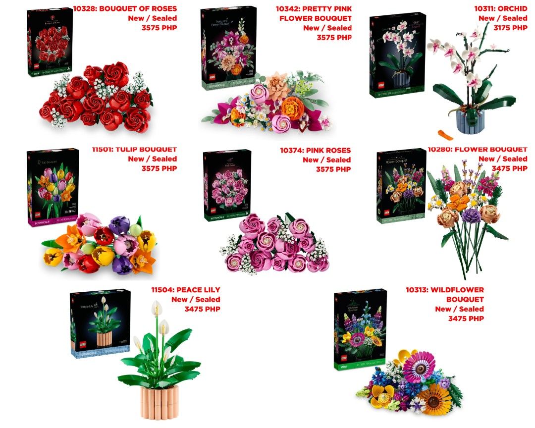 LEGO BOTANICAL COLLECTION BATCH 1 (Category: Lego & Building Sets) located in Quezon City. Submitted by pupaj (Listing ID 1466886332, Image 1). Description: LOCATION: Batasan QC area SHIPPING: Via Grab / Lalamove / GoGo Xpress / LBC / ABest Express / J&T Buyer can suggest other shipping options upon negotiation Shipping fee c/o buyer MODE OF PAYMENT: Via BDO / GCash / Maya / Maribank / COD Item is cross-posted PM for inquiries.