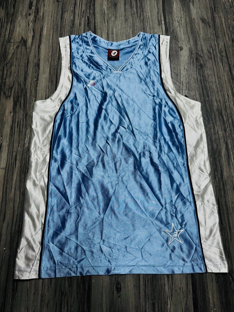 Light Blue White Basketball Jersey Number 7 (Category: Activewear) located in Quezon City. Submitted by lucky_wisefish.2ca7d6 (Listing ID 1466965610, Image 1). Description: - Light blue and white sleeveless basketball jersey - Features black number 7 printed on the back - Stylish star logo graphic near the bottom front hem - Made from smooth, shiny fabric with contrast side panels - Great addition to any sports apparel collection.