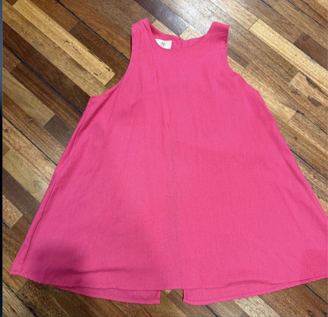 Linen Hot Pink A Line Halter Blouse (Category: Sleeveless) located in Iloilo. Submitted by dabyladaby2 (Listing ID 1465982131, Image 1). Description: Once Used Shoulder -28cm Chest-48cm Length-68cm Covered Botton Accent at the Back .