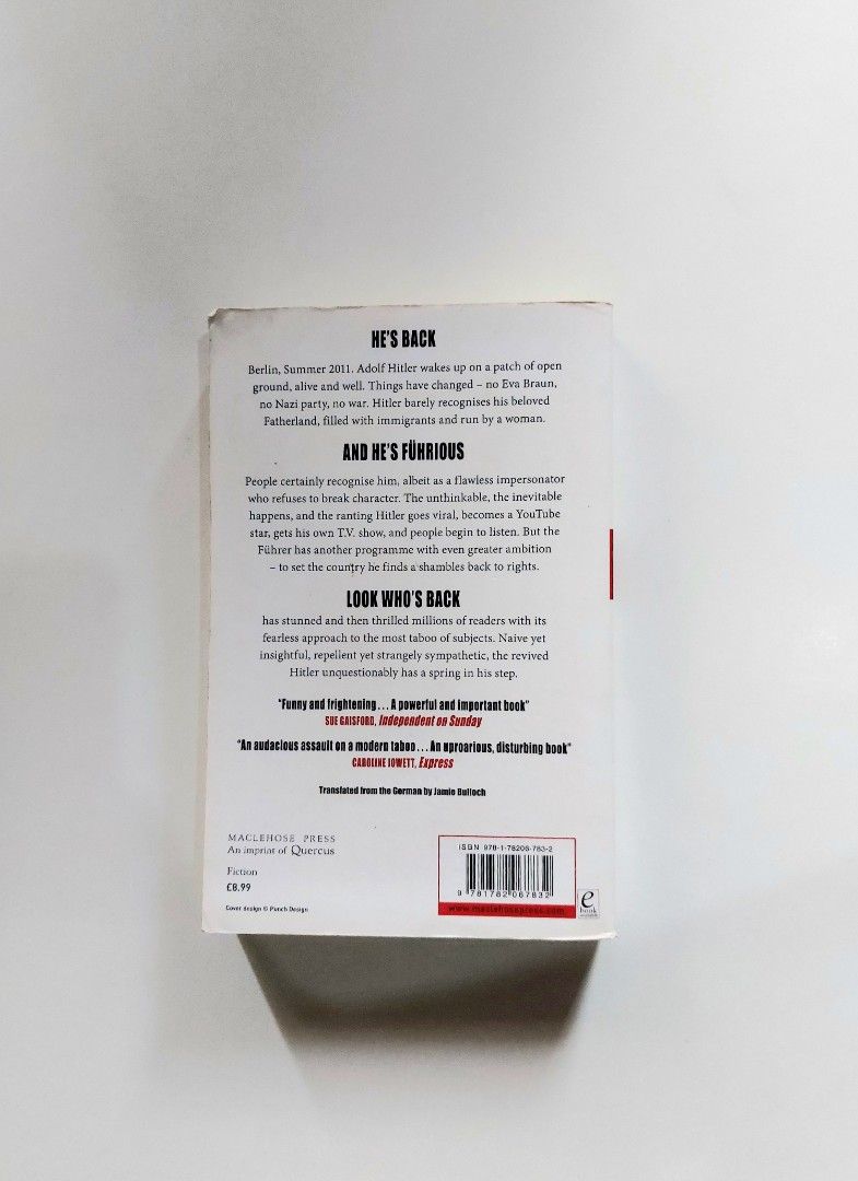 Look Who's Back by Timur Vermes (Category: Storybooks) located in Tanauan. Submitted by solanaclassics (Listing ID 1466903957, Image 2). Description: 📚 major bookshelf clean out / clearance sale ~ — RFS: decluttering my bookshelves and switching to digital books — MOP: Gcash | fast shipping *feel free to send a message if you wish to negotiate the price :).