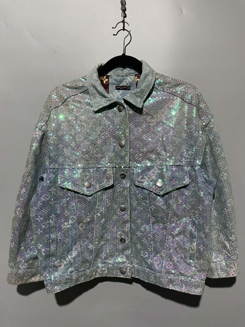 Louis Vuitton x Supreme Rhinestone Denim Jacket (Category: Coats, Jackets and Outerwear) located in Cavite. Submitted by imgnr0 (Listing ID 1466846462, Image 1). Description: good condition check details dimes: 22x22 .