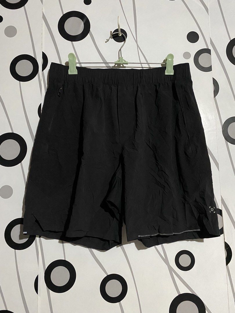Lululemon athletic shorts (Category: Shorts) located in Cebu City. Submitted by patspickph (Listing ID 1466828411, Image 1). Description: This is a Lululemon athletic shorts for training/running short featuring an elastic waistband with an internal drawcord, side pockets, and the signature Lululemon logo detail near the hem. Size Medium on tag Free size waistline and length is 16inches. Good Condition👍.