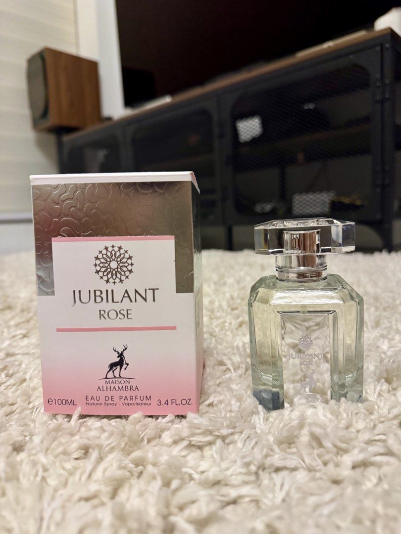 Maison Alhambra Jubilant Rose EDP 100ml (Category: Fragrance & Deodorants) located in San Nicolas. Submitted by ihascat (Listing ID 1466906826, Image 1). Description: - Maison Alhambra Jubilant Rose EDP 100ml -Open box. Missing 2 sprays only. - 100% Authentic.