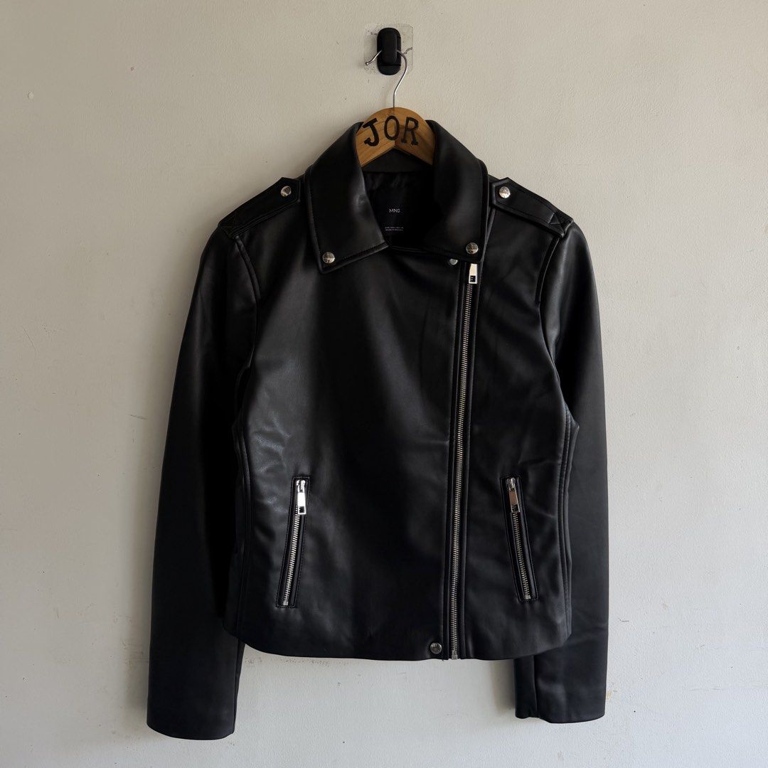 Mango Liz Faux Leather Biker Jacket (Category: Coats, Jackets and Outerwear) located in San Fernando. Submitted by jorjorr (Listing ID 1466775215, Image 3). Description: Mango Liz Faux Leather Biker Jacket Medium on tag Womens 18 width 23 length Excellent condition No issue P1,499.