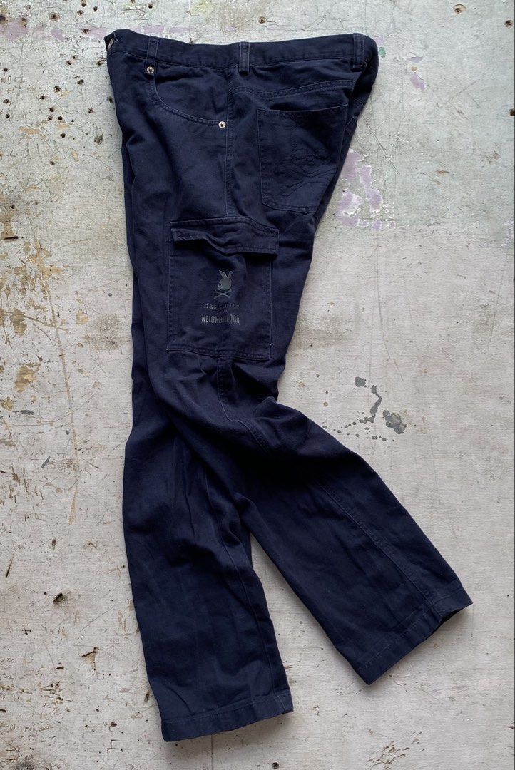 Mastermind x Neighborhood Cargo Pants (Category: Jeans) located in Quezon City. Submitted by rebirthalley (Listing ID 1466814353, Image 1). Description: Width-32 Length-38.5 Frontrise-10 Inseam-30.5 Leg Opening-7 Verygood Condition.