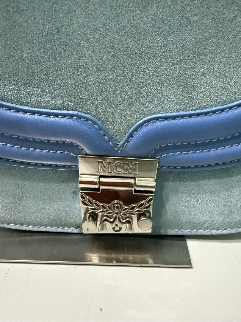 MCM Small Trisha Crossbody Bag (Category: Cross-body Bags) located in Davao. Submitted by bellbeldz (Listing ID 1466898589, Image 3). Description: -Suede material (slightly faded inside suede of the bag but not noticeable) -Authentic -Pretty in actual -In good condition.