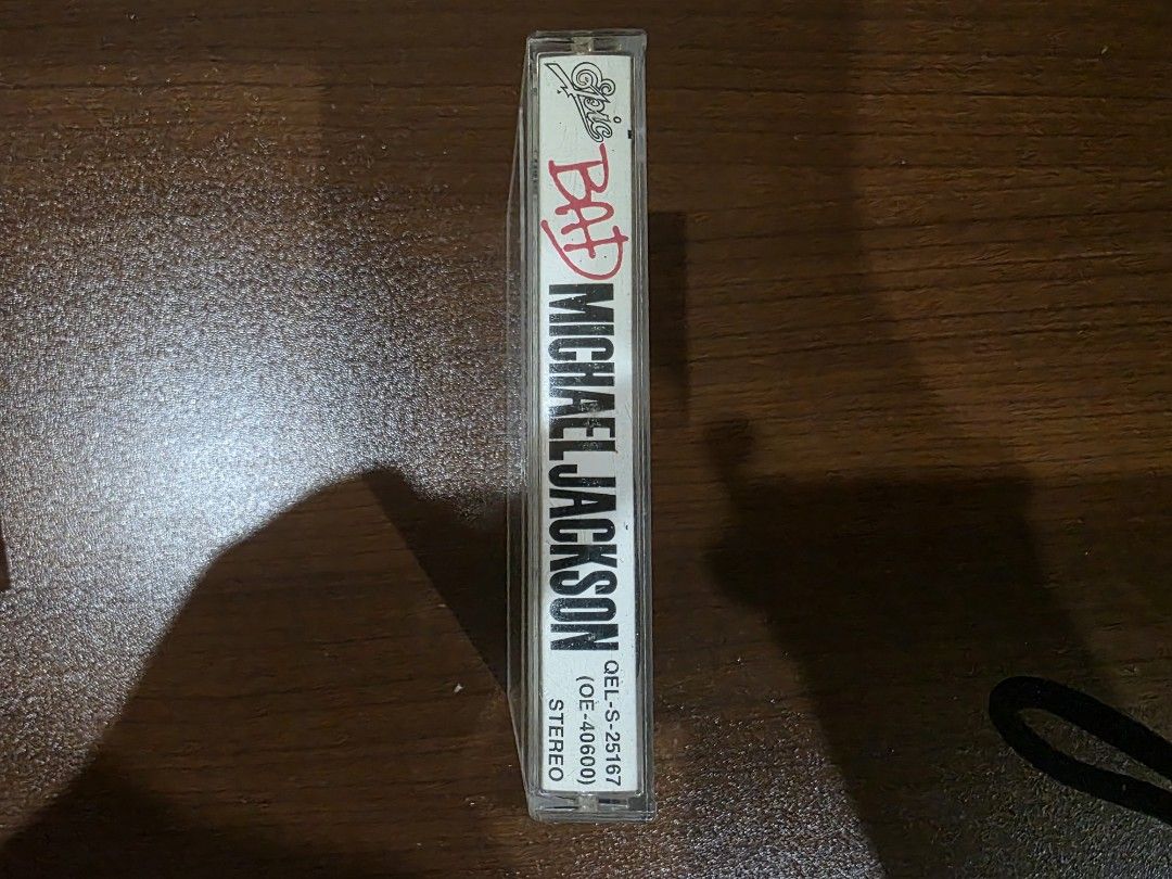 (ORIGINAL 1987) Michael Jackson - Bad (Cassette Tape) (Category: CDs & DVDs) located in Camalig. Submitted by kyoudayo (Listing ID 1466882230, Image 2). Description: - Artist & Title: Michael Jackson - Bad - Format: Cassette Tape - Label: Epic Records - Condition: Both sides working tested - Tracklist: Side A 1. Bad 2. The Way You Make Me Feel 3. Speed Demon 4. Liberian Girl 5. Just Good Friends Side B 6. Another Part of Me 7. Man in the Mirror 8