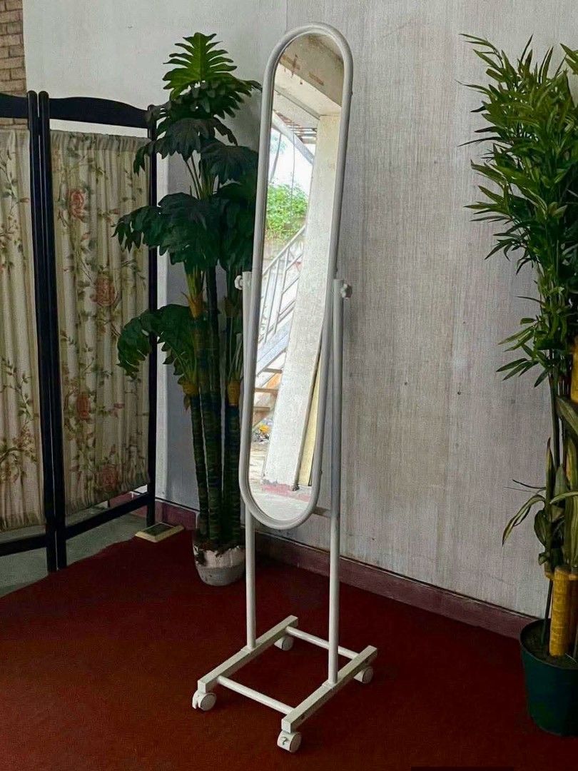 Mirror (Category: Other Home Furniture) located in Meycauayan. Submitted by marygracecasimiro (Listing ID 1466895739, Image 2). Description: Whole Body Mirror Stand Mobile Adjustable Angle 12”L x 60”H Php 2,000🧡.