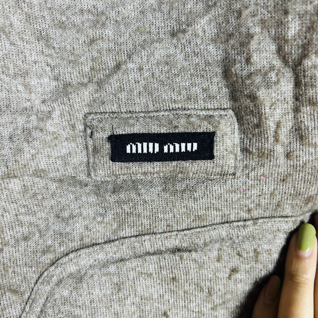 Miu miu jacket (Category: Luxury Apparel) located in Baguio. Submitted by kckc_luxury (Listing ID 1466908057, Image 3). Description: 🌸 TINY PINK SPOTS ARE LENS DAMAGE, NOT CLOTH STAINS ————————— ❗️KINDLY READ BEFORE MAKING AN OFFER❗️ LISTING DETAILS size:Large width x length (inches):25x27 condition: EXCELLENT --- MOP: Gcash / BPI MOD: J&T / JRS LOCATION: Baguio City --- NOTE: • Manage your expectations • Photos did not go under any edit but col