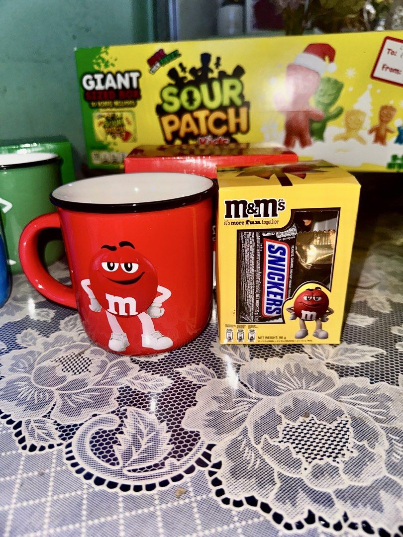 M&M's Ceramic Mug and Chocolate Gift Box Set (Category: Coffee & Tea Tableware) located in Manila. Submitted by edgiedge (Listing ID 1466860079, Image 2). Description: M&M's mug with box of variety chocolates .