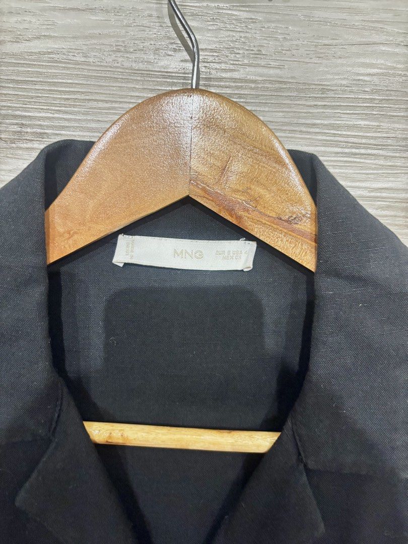 MNG Mango Black Sleeveless Button-Down Maxi Dress Size S (Category: Dresses) located in Manila. Submitted by .momi (Listing ID 1466790420, Image 2). Description: - Linen, classic lapel collar, gold button-down closure, fitted waist, maxi length - Versatile for casual wear or office styling.