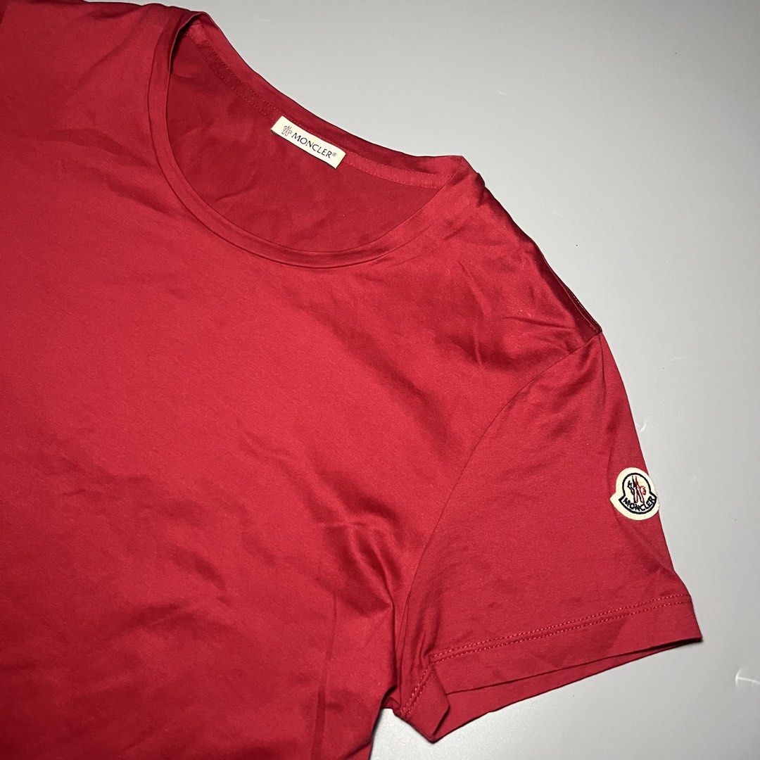 Moncler Girocollo Tshirt (Category: Shirts) located in Manila. Submitted by lostendfound1008 (Listing ID 1466867051, Image 3). Description: Moncler Sleeve logo Size: Large on tag fit medium Dimension: Good condition Price: 1800 +ship MOD: Gcash / Maribank Courier: J&T / Lalamove 📍Metro Manila / Sampaloc Hmu.