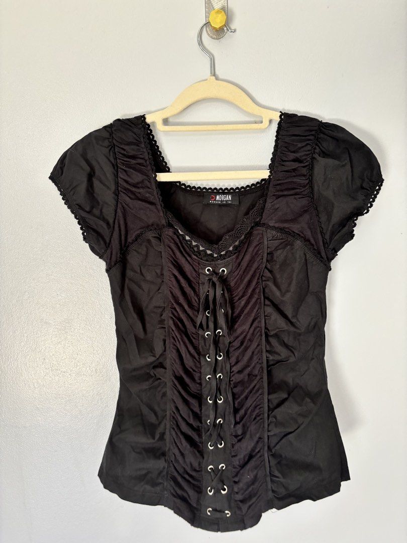 Morgan De Toi (Category: Blouses) located in Binan City. Submitted by byhiraeth (Listing ID 1466793496, Image 1). Description: no ww solid black irl, no color fading etc s-m.