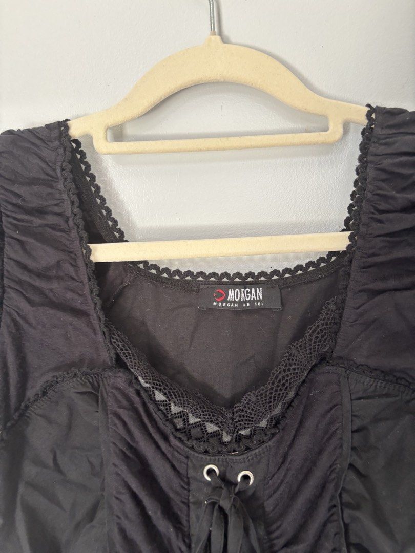 Morgan De Toi (Category: Blouses) located in Binan City. Submitted by byhiraeth (Listing ID 1466793496, Image 3). Description: no ww solid black irl, no color fading etc s-m.