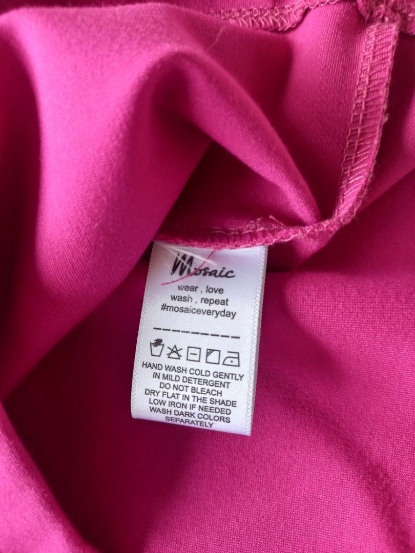 Mosaic Hot Pink Front Zip Blouse Free Size (Category: Blouses) located in Cainta. Submitted by jacypluto_shop (Listing ID 1466873478, Image 3). Description: Color: Pink Size: Free Size Material: Not specified Condition: New Not used.