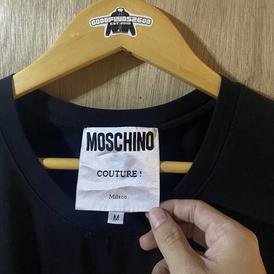 Moschino Jewels Shirt (Category: Luxury Apparel) located in Baguio. Submitted by goodfinds2600v2 (Listing ID 1466891735, Image 3). Description: Size on tag: M fits M-L Dimensions: L-28.5 W/Bust-20 Description: unisex Condition: Very good Issue/s: missing some jewels.