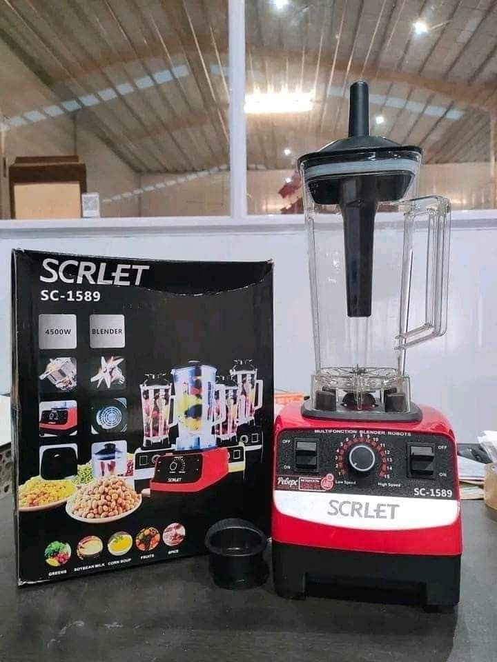 Multifunction Blender (Category: Juicers, Blenders & Grinders) located in Manila. Submitted by jamfrimzy089458 (Listing ID 1466791139, Image 2). Description: - Model: SC-1589 Commercial Blender (Bright Red) - Power: Heavy-duty 4500W motor for high-performance blending - Multi-purpose: Ideal for smoothies, hot soups, and crushing ice effortlessly - Controls: Adjustable speed dial with reliable toggle switches - Inclusions: Heavy-duty jug, tamper r