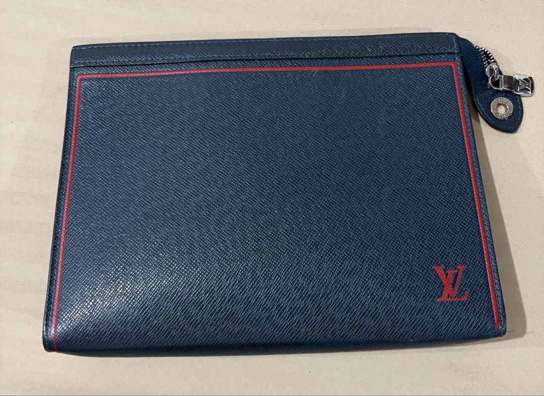 Navy Blue Document Folder with Red Trim (Category: Luxury Bags & Wallets) located in Taguig. Submitted by JBT1968 (Listing ID 1466924204, Image 2). Description: ✅ Authentic | Made in France ✅ Material: Navy Blue Taiga leather with red piping ✅ Silver-tone LV zipper pull ✅ Fits documents, passport, tablet, or small laptop ✅ Clean interior & exterior — minimal signs of use ✅ Date code: [fill in your code] ✅ Includes: Item only.