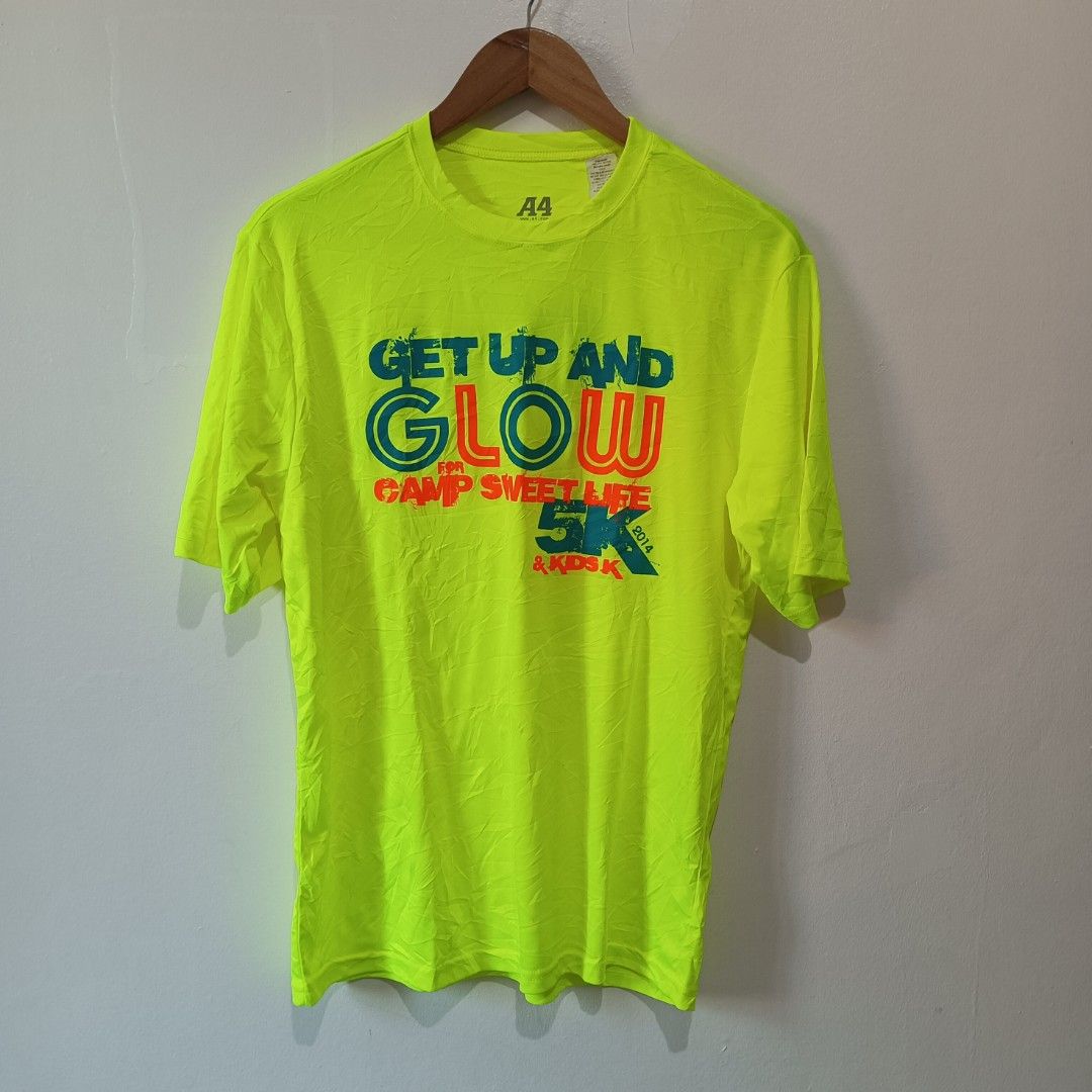 Neon Yellow Graphic T-Shirt | A4 (Category: Activewear) located in Subic. Submitted by mustardt_ (Listing ID 1466780953, Image 1). Description: Neon hi-vis moisture-wicking/polyester performance athletic shirt. 5K run athletic shirt in high-visibility neon yellow. size: 20in x 27in code: c788.
