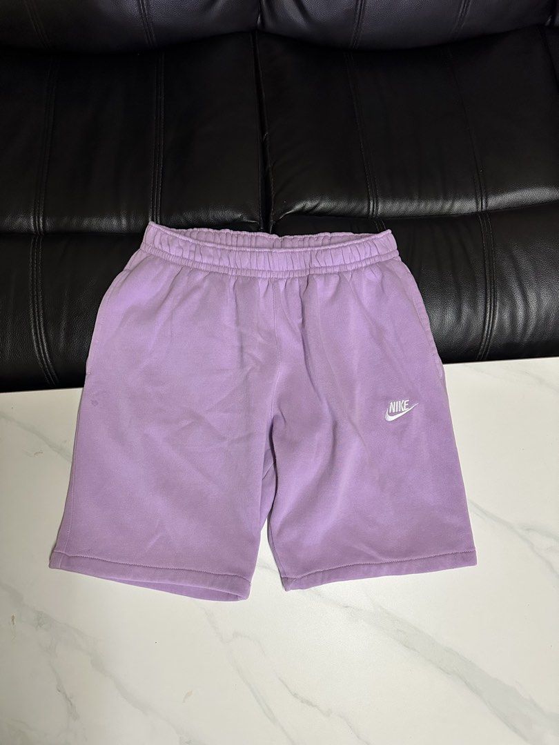 Nike Lilac Sweatshorts Size M (Category: Shorts) located in Manila. Submitted by acethriftstop (Listing ID 1466862355, Image 1). Description: - Brand: Nike - Color: Lilac with white embroidered swoosh - Size: Medium waist - free size length 19 leg open 11 - Material: Cotton fleece (Made in Malaysia) ps: color may vary due to lighting.