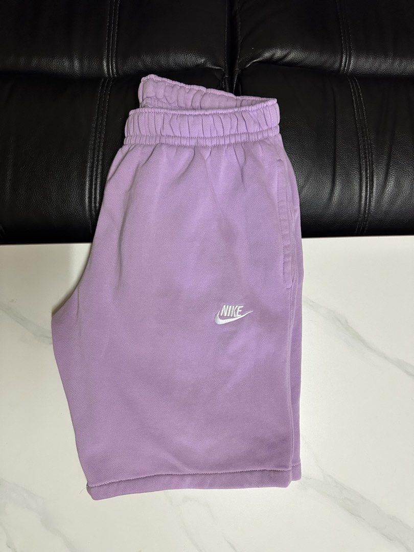 Nike Lilac Sweatshorts Size M (Category: Shorts) located in Manila. Submitted by acethriftstop (Listing ID 1466862355, Image 3). Description: - Brand: Nike - Color: Lilac with white embroidered swoosh - Size: Medium waist - free size length 19 leg open 11 - Material: Cotton fleece (Made in Malaysia) ps: color may vary due to lighting.