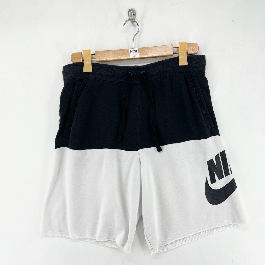 Nike Two-Tone Black & White Alumni Sweat Shorts (Category: Shorts) located in Manila. Submitted by buzz.garments (Listing ID 1466964239, Image 1). Description: Size: Medium on tag Dimensions(inches) -Waist/Width: 32”-38” (Strechable) -Hip: 20” -Front Rise: 13” -Thigh: 12” -Inseam: 8” -Outseam/Length : 19” -Leg Opening: 12” signs of usage - color may vary due to lighting. please manage your expectations-minimal and unseen flaws must be considered.
