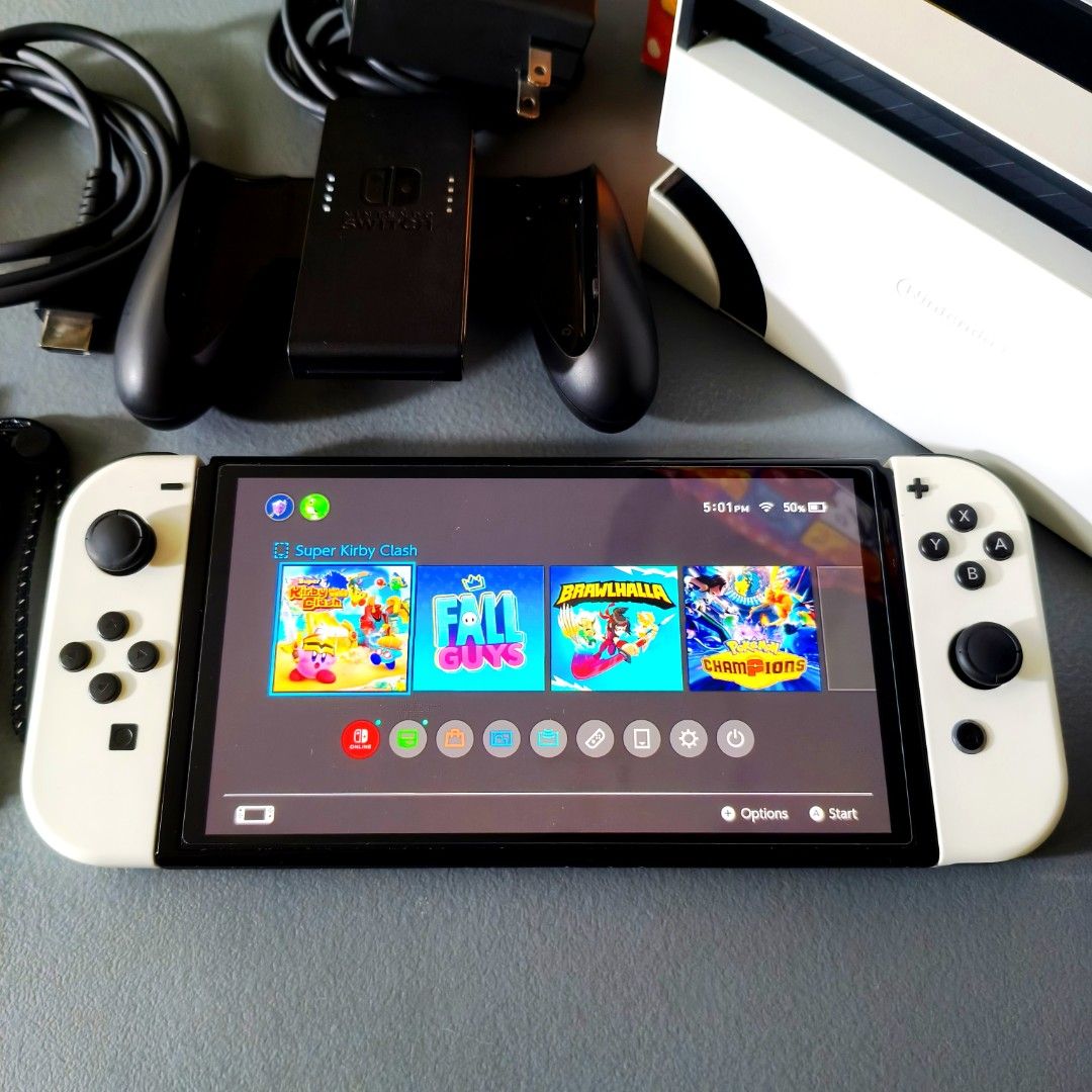 Nintendo Switch Oled (Category: Nintendo) located in Quezon City. Submitted by le1ouch (Listing ID 1466910344, Image 3). Description: Selling my personal used Nintendo Switch Oled! Bought last year from Glorietta Datablitz No scratches, No dents, doesn't have any kind of issues Check before payment for your peace of mind 😁 ✅ Personal used ✅ Complete accessories with box (Hdmi, Dock, Power Adaptor, Joycon straps, Joycon grips) ✅ Not Jailbreak uni